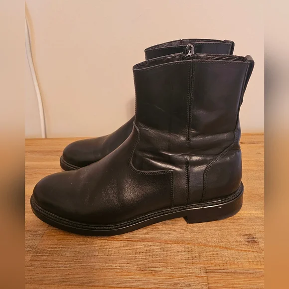 LEONARDO SHOES Mens Black Leather Short, Side Zip Boots LEONARDO SHOES Mens Black Leather Short, Side Zip Boots  main image 4